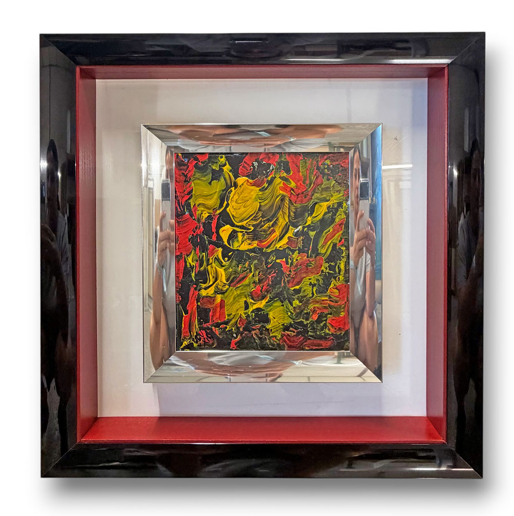 Alu Double mini gondole, Noir rehausse rouge vif interieur argent